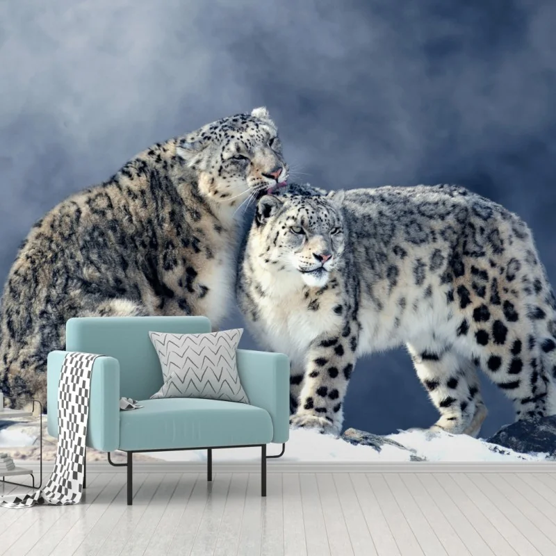 Fototapeta majestatyczne pantery śnieżne w zimie – Wallissimo® Fototapeta majestatyczne pantery śnieżne w zimie – Wallissimo®