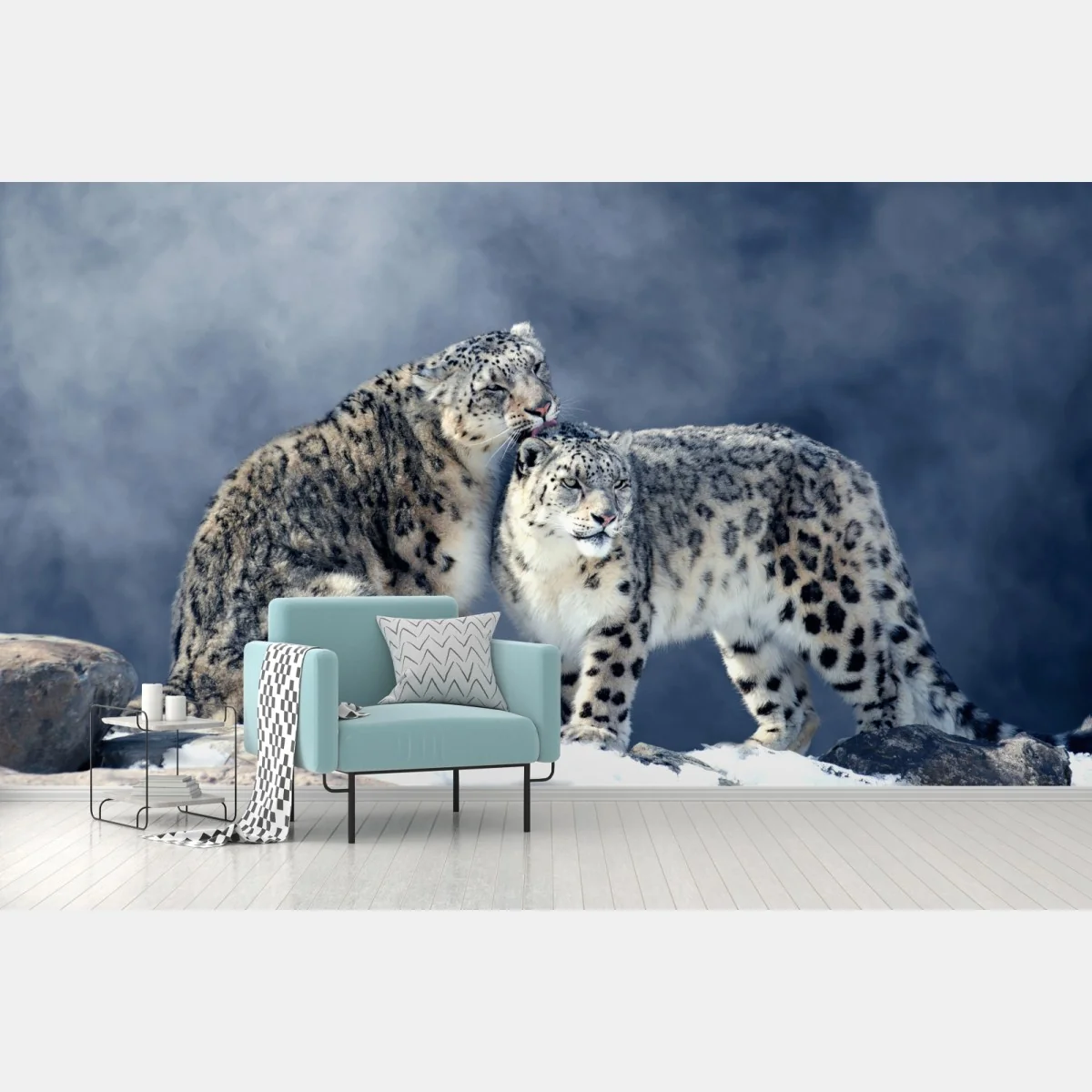 Fototapeta majestatyczne pantery śnieżne w zimie – Wallissimo® Fototapeta majestatyczne pantery śnieżne w zimie – Wallissimo®