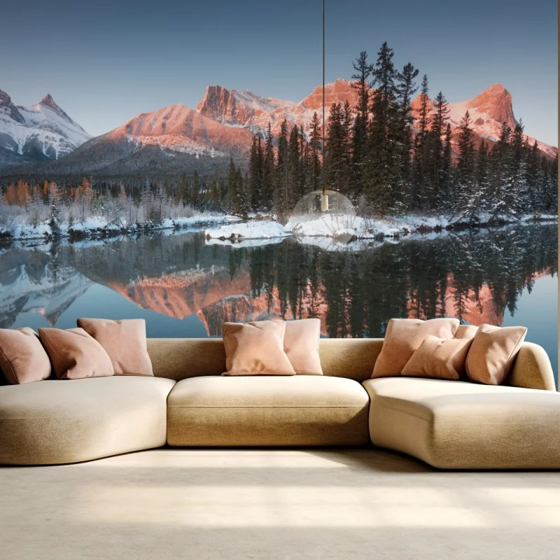 Fototapeta górskie odbicie w porannym blasku – Wallissimo®