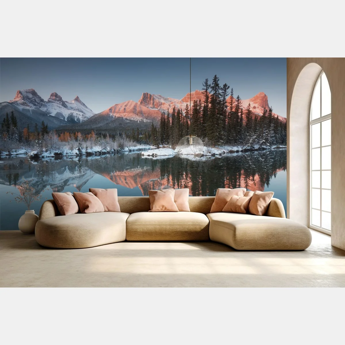 Fototapeta górskie odbicie w porannym blasku – Wallissimo®