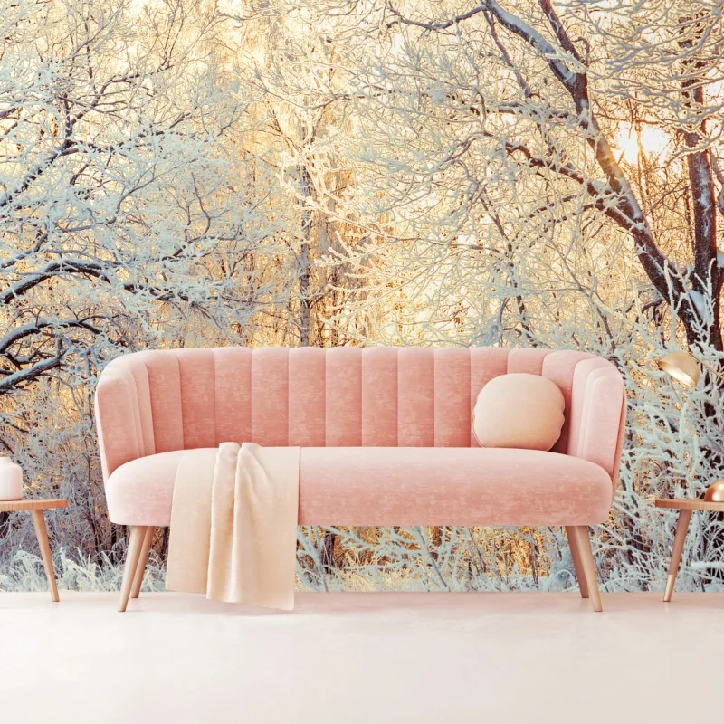 Fototapeta zimowe światło słońca w zaśnieżonym lesie – Wallissimo® Fototapeta zimowe światło słońca w zaśnieżonym lesie – Wallissimo®