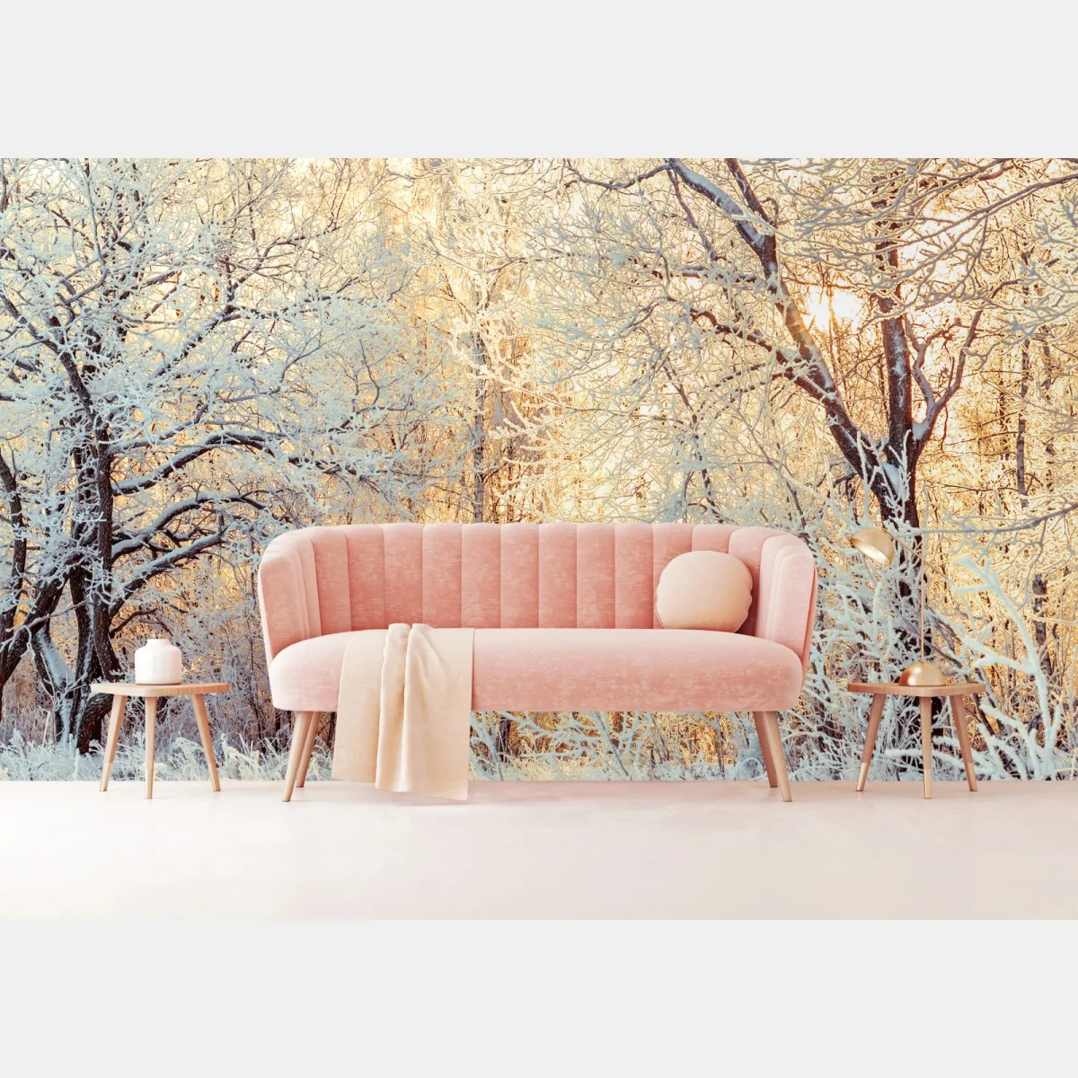 Fototapeta zimowe światło słońca w zaśnieżonym lesie – Wallissimo® Fototapeta zimowe światło słońca w zaśnieżonym lesie – Wallissimo®