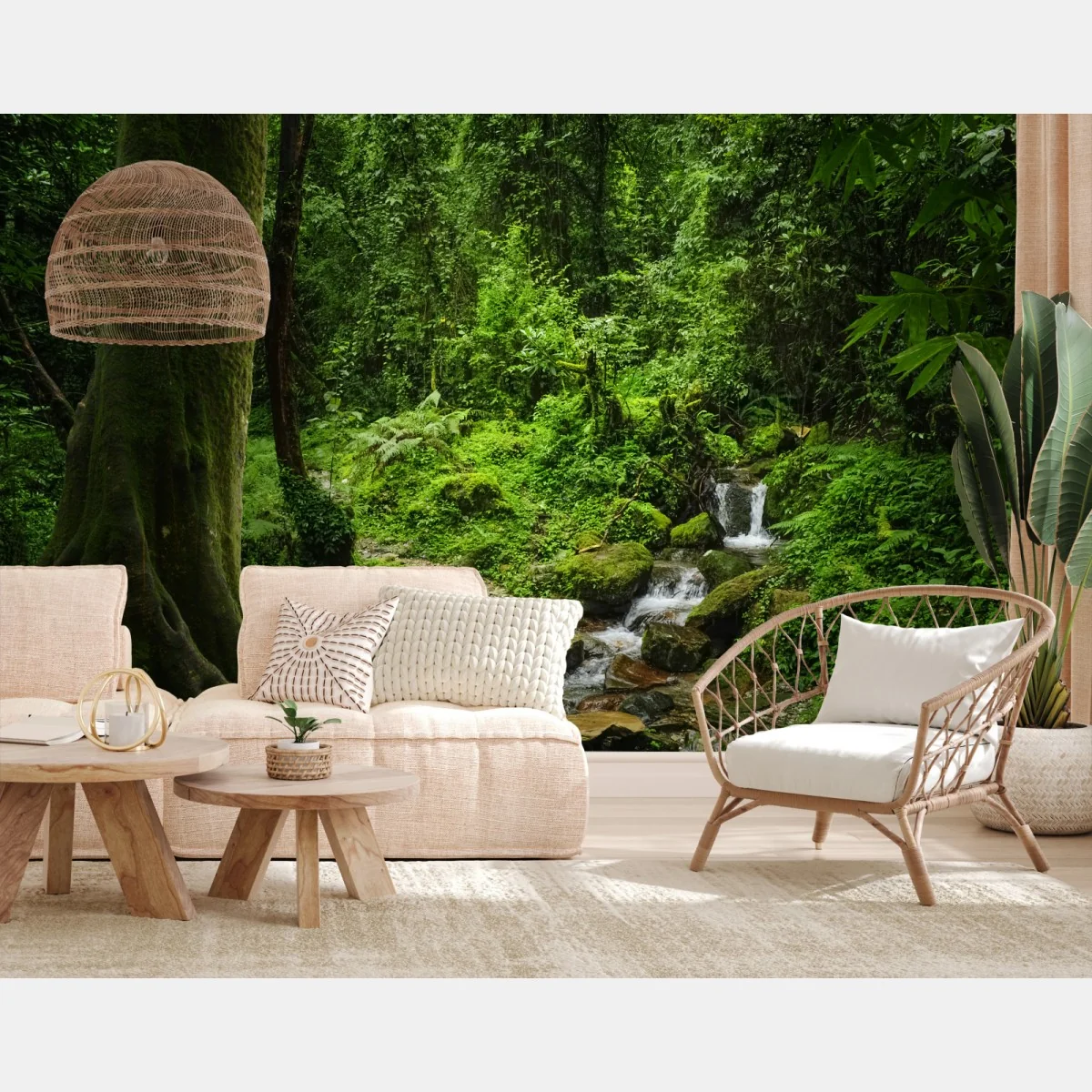 Fototapeta bujny zielony leśny wodospad – Wallissimo® Fototapeta bujny zielony leśny wodospad – Wallissimo®
