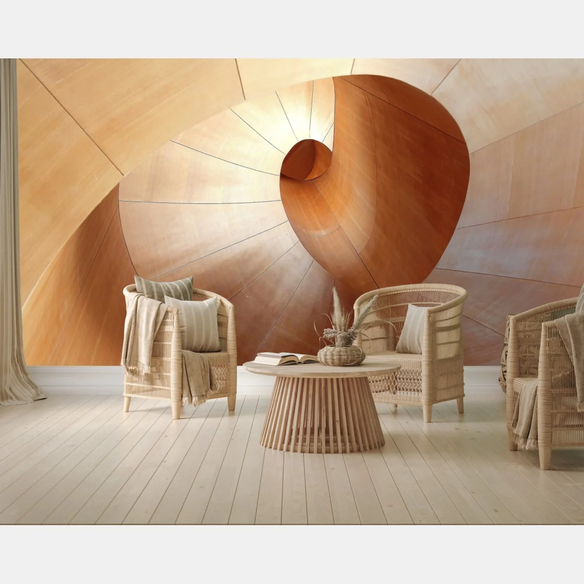 Fototapeta ciepła drewniana spirala – Wallissimo® Fototapeta ciepła drewniana spirala – Wallissimo®