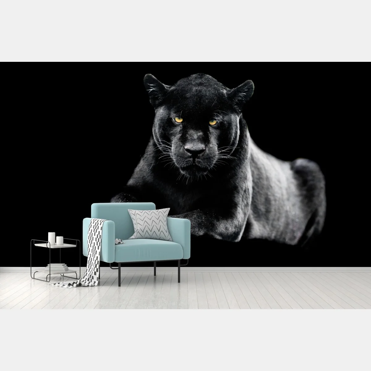 Fototapeta portret czarnej pantery na czarnym tle – Wallissimo® Fototapeta portret czarnej pantery na czarnym tle – Wallissimo®