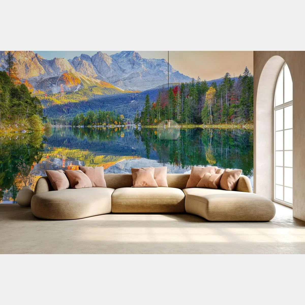 Fototapeta jesienne odbicie na Eibsee przy Zugspitze – Wallissimo® Fototapeta jesienne odbicie na Eibsee przy Zugspitze – Wallissimo®