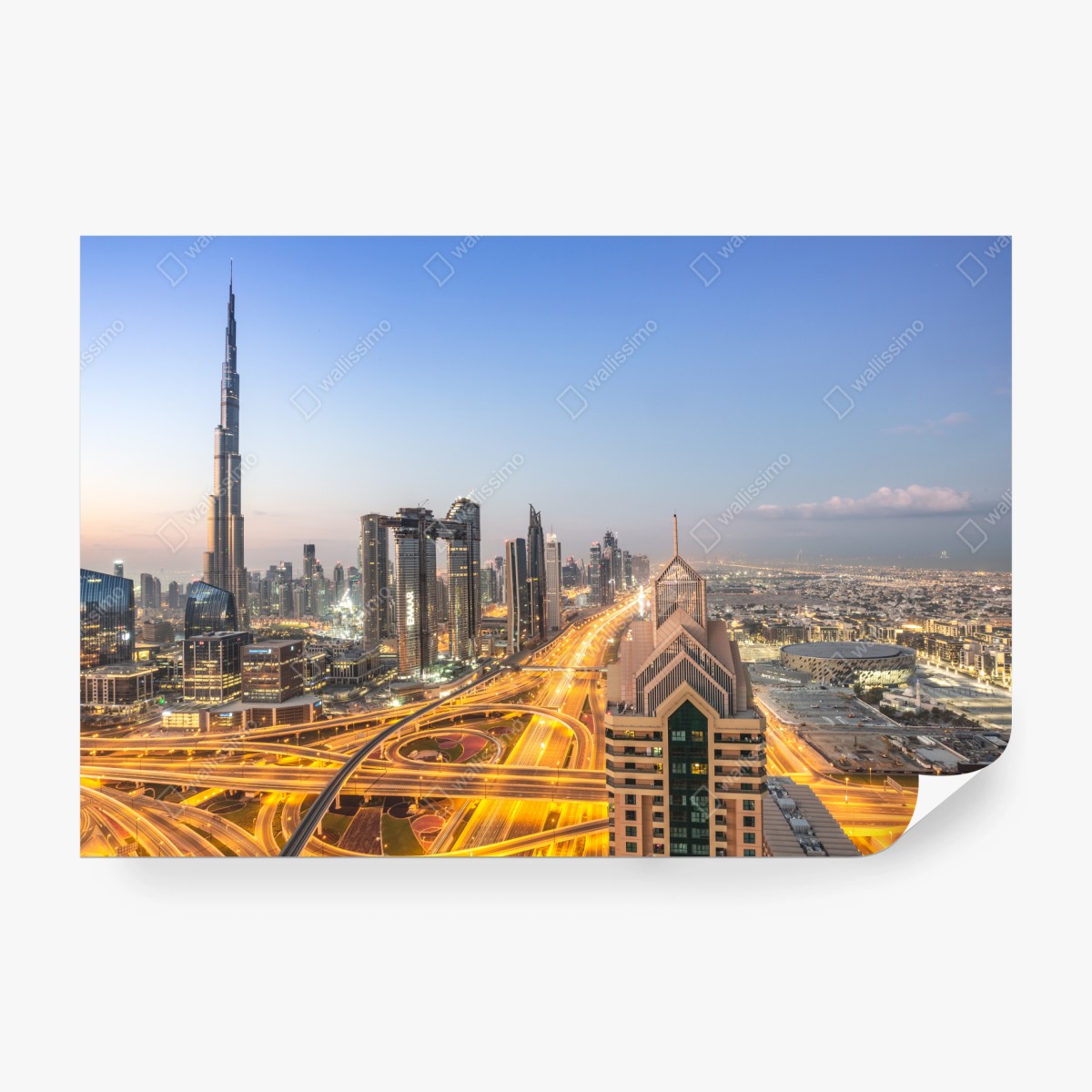 Fototapeta panorama Dubaju o zmierzchu – Wallissimo® Fototapeta panorama Dubaju o zmierzchu – Wallissimo®