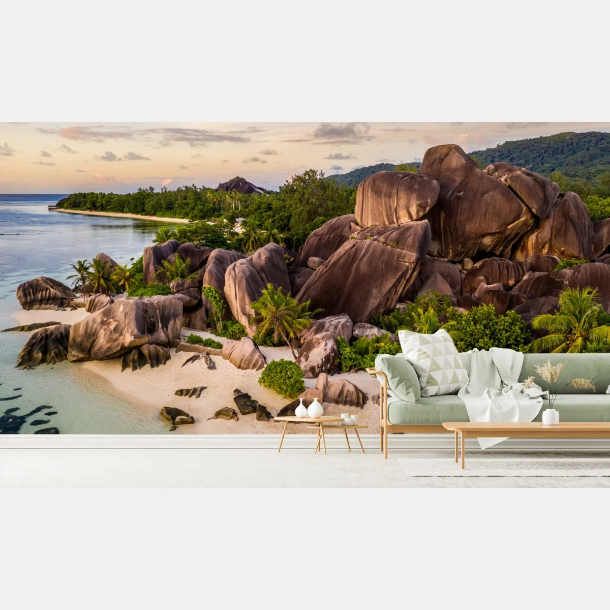 Fototapeta Anse d'Argent tropikalna plaża z granitowymi głazami – Wallissimo® Fototapeta Anse d'Argent tropikalna plaża z granitowymi głazami – Wallissimo®