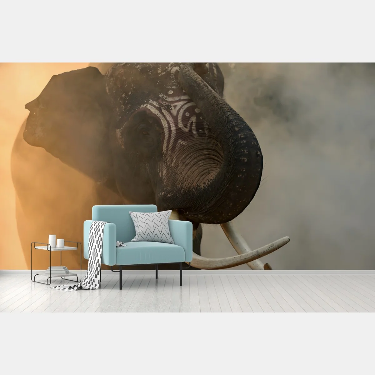 Fototapeta majestatyczny słoń z Tajlandii z kłami – Wallissimo® Fototapeta majestatyczny słoń z Tajlandii z kłami – Wallissimo®