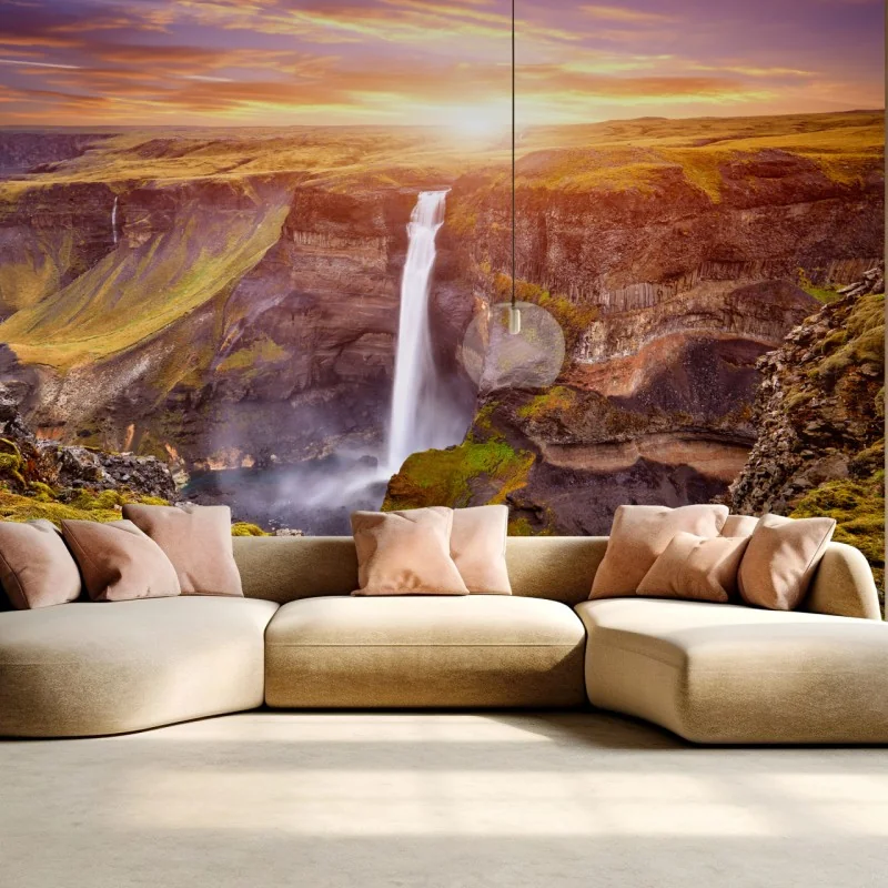 Fototapeta Haifoss wodospad o zachodzie słońca – Wallissimo® Fototapeta Haifoss wodospad o zachodzie słońca – Wallissimo®