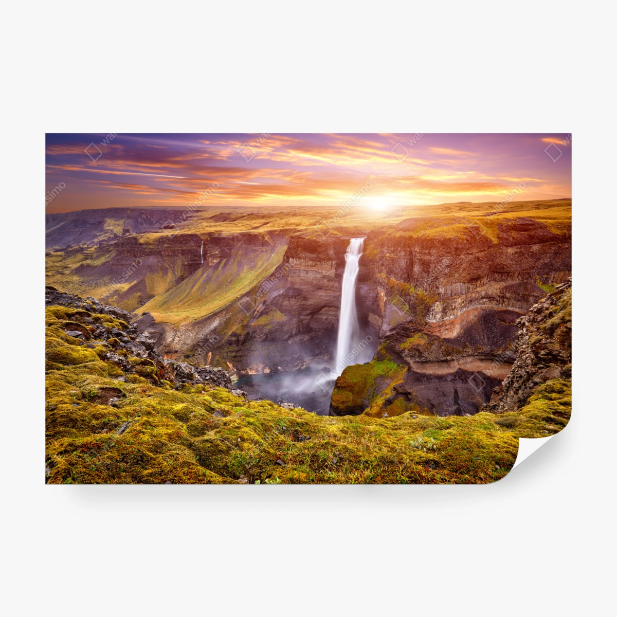 Fototapeta Haifoss wodospad o zachodzie słońca – Wallissimo® Fototapeta Haifoss wodospad o zachodzie słońca – Wallissimo®
