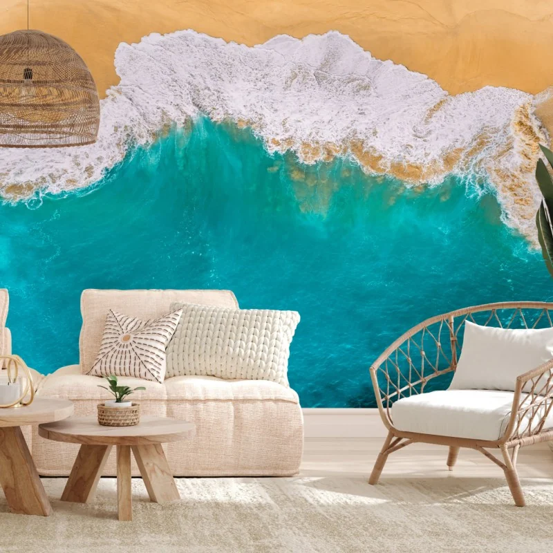 Fototapeta turkusowe fale nad plażą Kelingking, Nusa Penida – Wallissimo® Fototapeta turkusowe fale nad plażą Kelingking, Nusa Penida – Wallissimo®