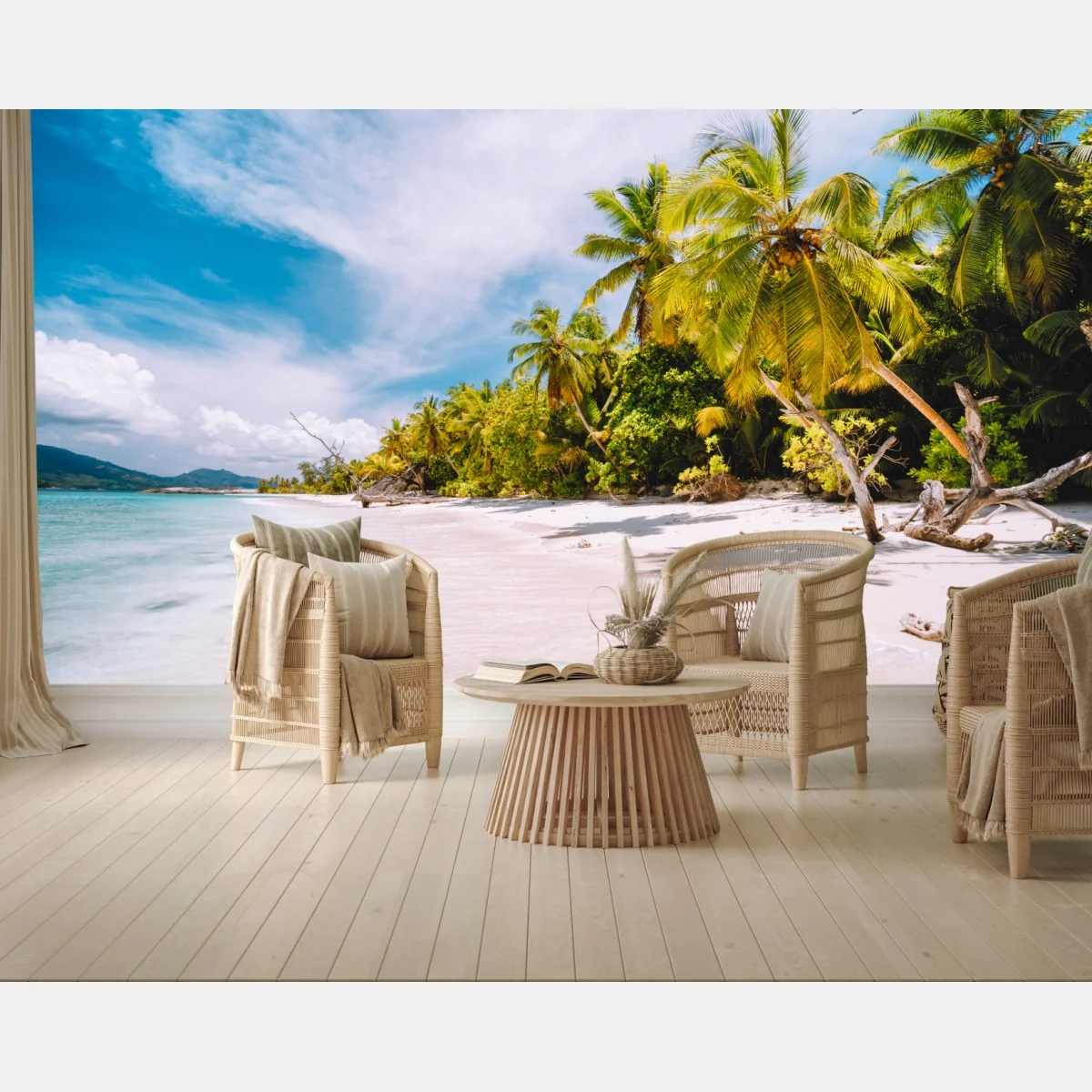 Fototapeta tropikalna plaża z palmami – Wallissimo® Fototapeta tropikalna plaża z palmami – Wallissimo®