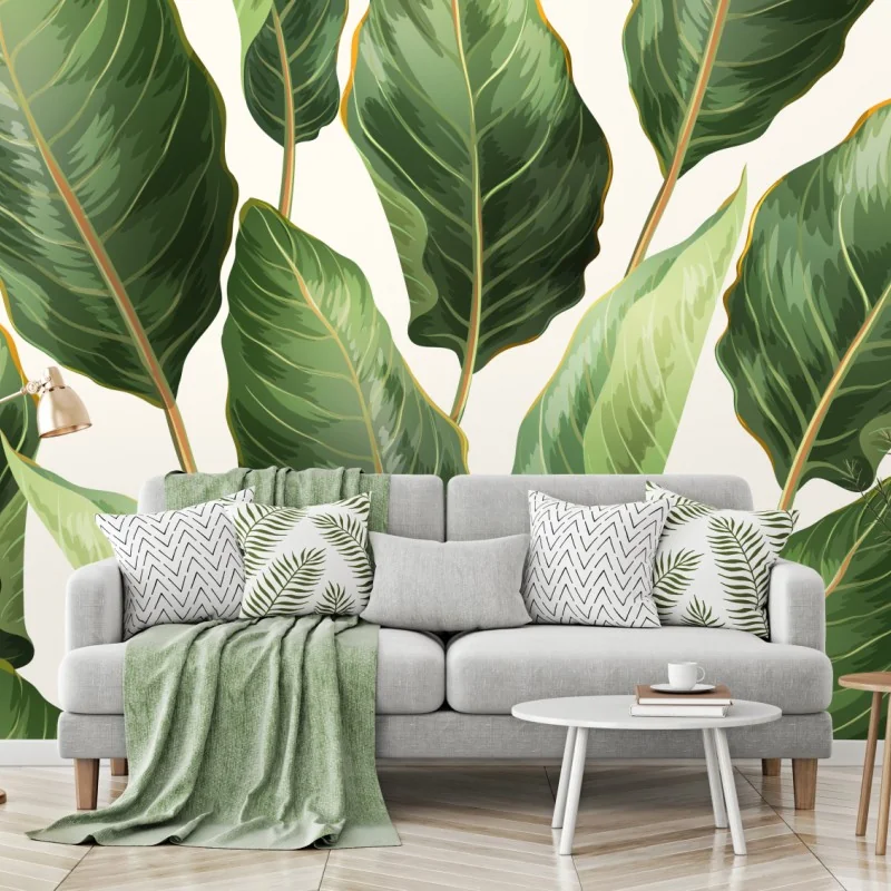 Fototapeta tropikalny wzór z liśćmi bananowca – Wallissimo® Fototapeta tropikalny wzór z liśćmi bananowca – Wallissimo®