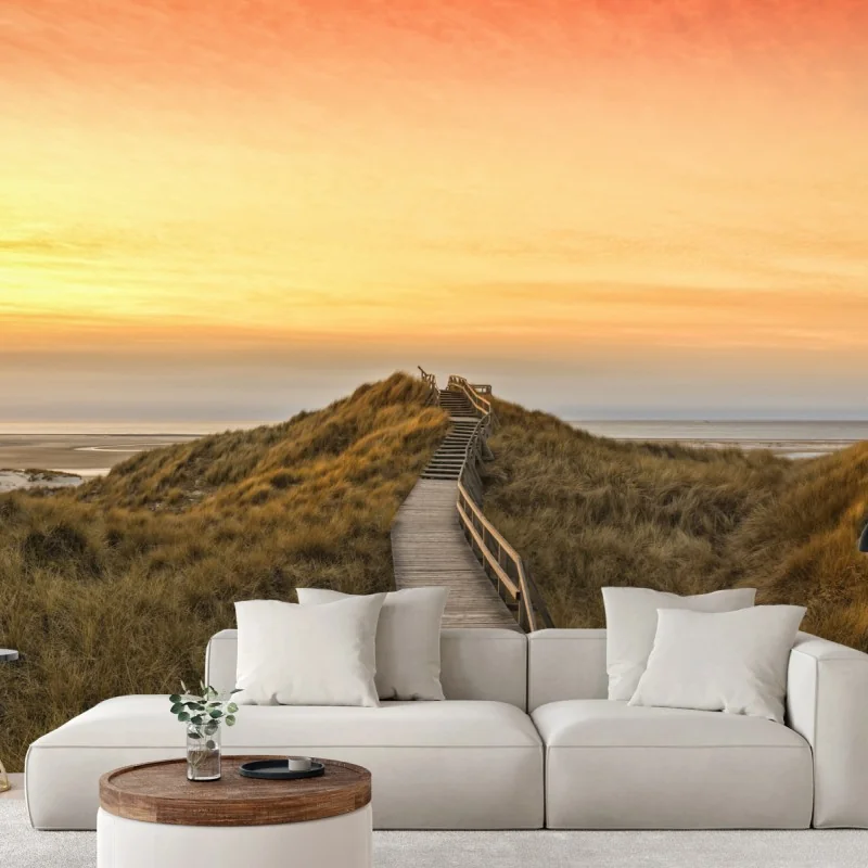 Fototapeta zachód słońca nad plażą Amrum – Wallissimo® Fototapeta zachód słońca nad plażą Amrum – Wallissimo®