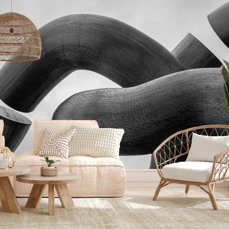 Fototapeta krzywe formy abstrakcyjna rzeźba w odcieniach szarości – Wallissimo® Fototapeta krzywe formy abstrakcyjna rzeźba w odcieniach szarości – Wallissimo®