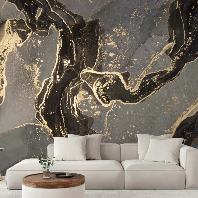 Fototapeta luksusowy czarno-złoty marmur abstrakcyjny – Wallissimo® Fototapeta luksusowy czarno-złoty marmur abstrakcyjny – Wallissimo®