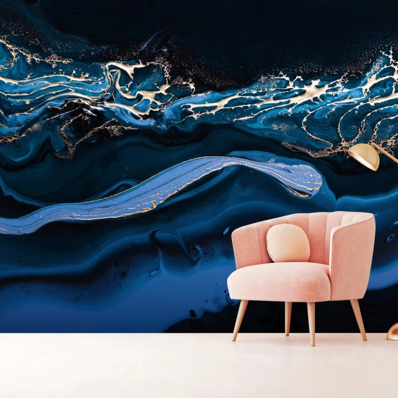 Fototapeta granatowo-złota abstrakcja w ruchu – Wallissimo® Fototapeta granatowo-złota abstrakcja w ruchu – Wallissimo®