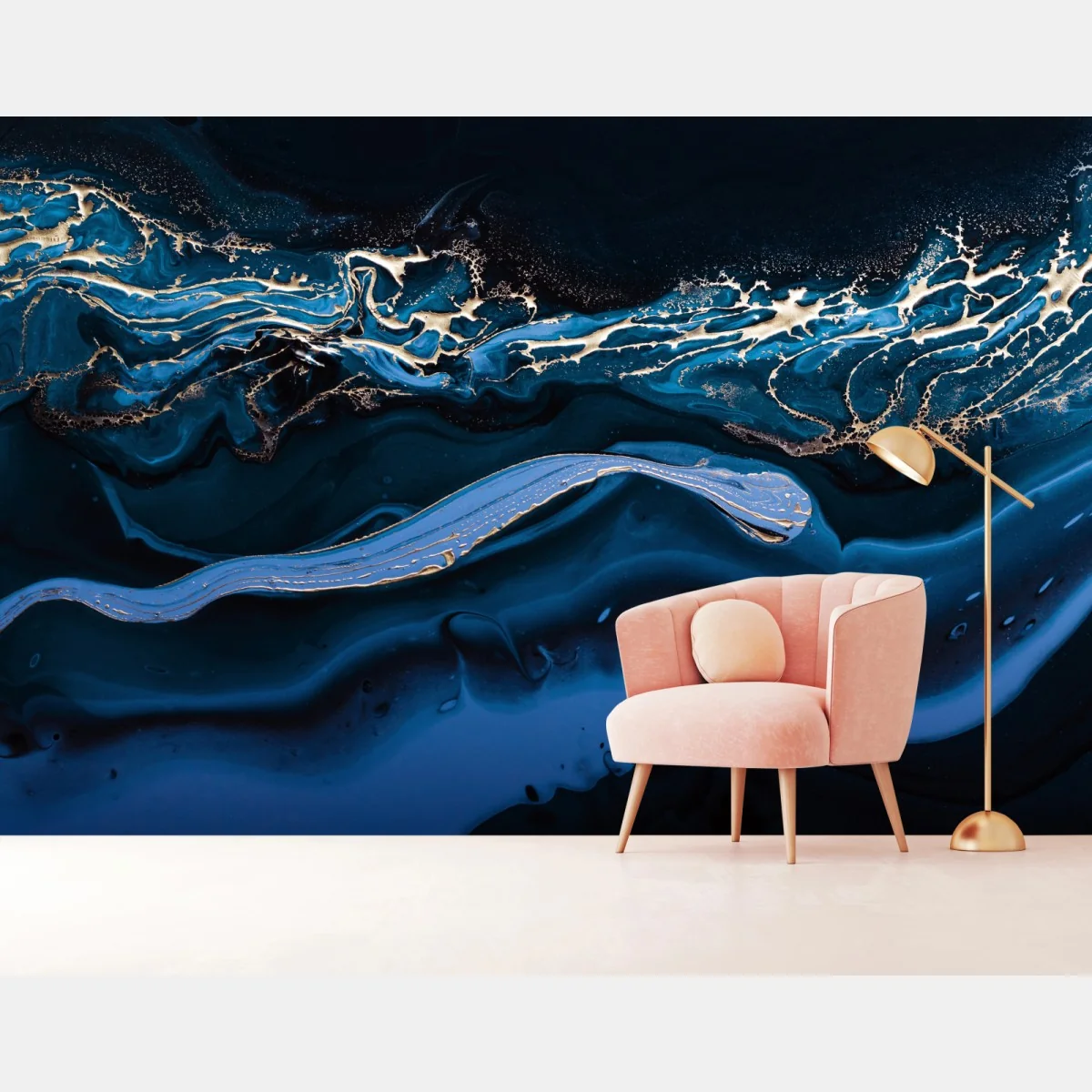 Fototapeta granatowo-złota abstrakcja w ruchu – Wallissimo® Fototapeta granatowo-złota abstrakcja w ruchu – Wallissimo®