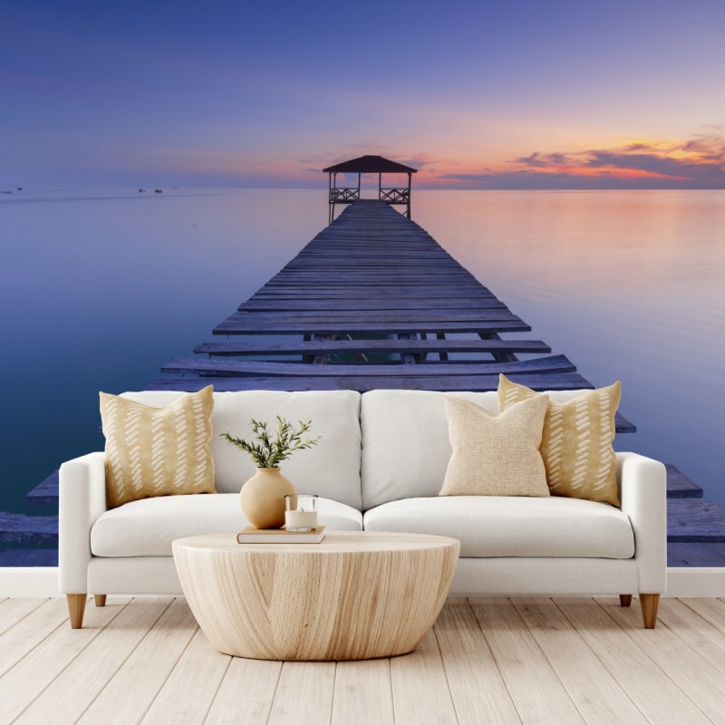 Fototapeta spokojne drewniane molo o zachodzie słońca – Wallissimo® Fototapeta spokojne drewniane molo o zachodzie słońca – Wallissimo®