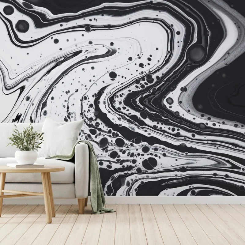 Fototapeta czarno-biała marmurowa abstrakcja – Wallissimo® Fototapeta czarno-biała marmurowa abstrakcja – Wallissimo®