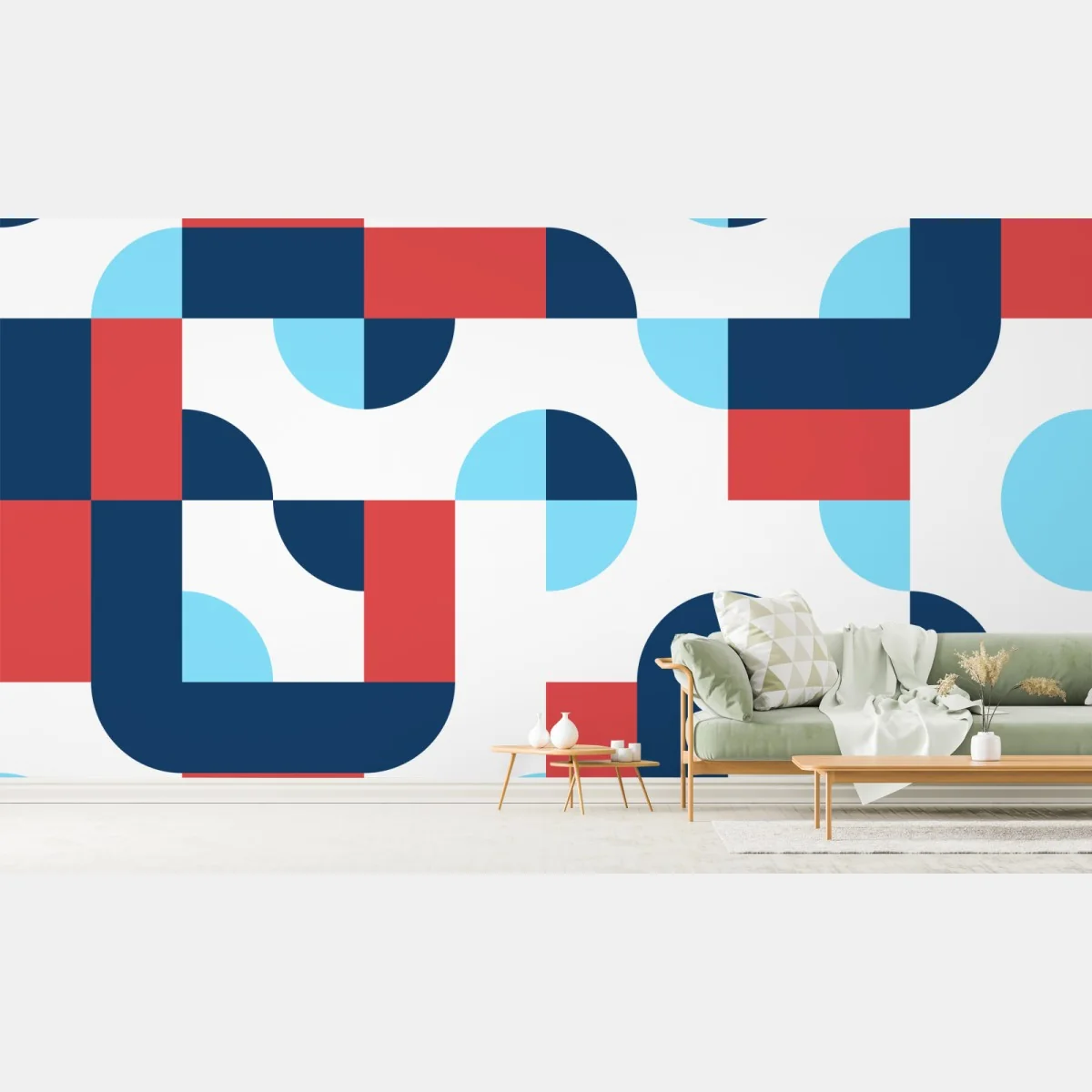 Fototapeta odważny geometryczny wzór w granacie i koralu – Wallissimo® Fototapeta odważny geometryczny wzór w granacie i koralu – Wallissimo®