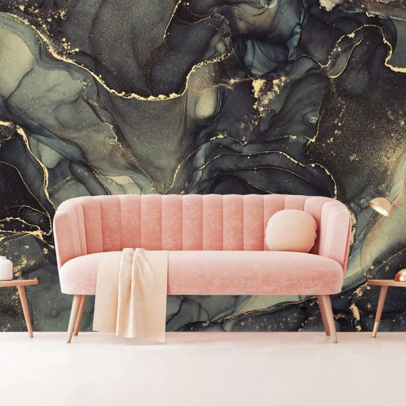 Fototapeta luksusowa abstrakcja alkoholowa ze złotymi żyłkami – Wallissimo® Fototapeta luksusowa abstrakcja alkoholowa ze złotymi żyłkami – Wallissimo®