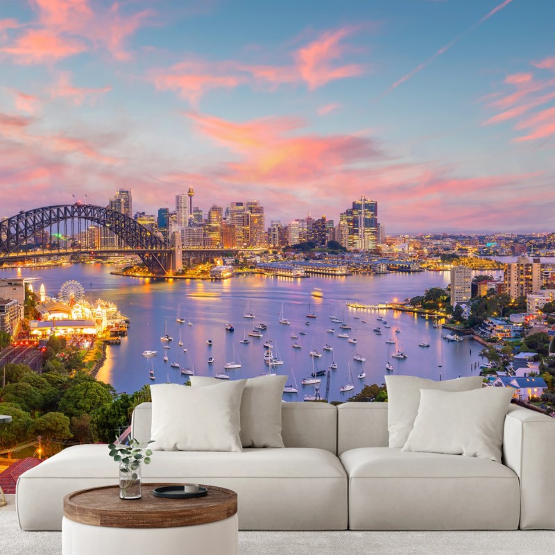 Fototapeta zachód słońca nad Sydney – Wallissimo® Fototapeta zachód słońca nad Sydney – Wallissimo®