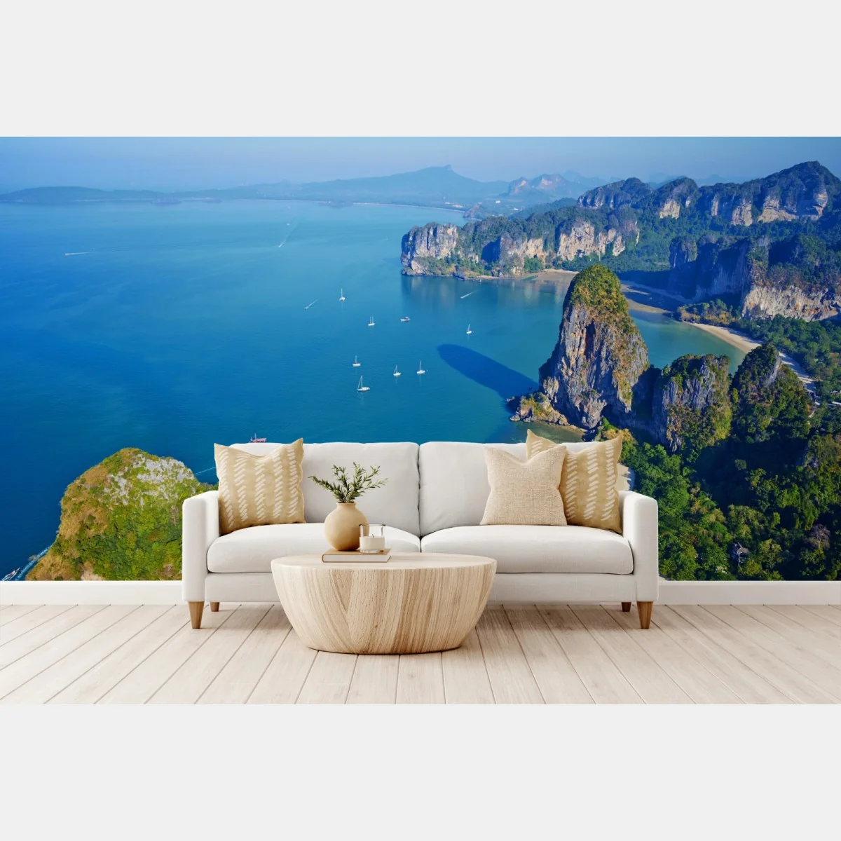 Fototapeta lazurowe wyspy i klify nad brzegiem morza – Wallissimo® Fototapeta lazurowe wyspy i klify nad brzegiem morza – Wallissimo®