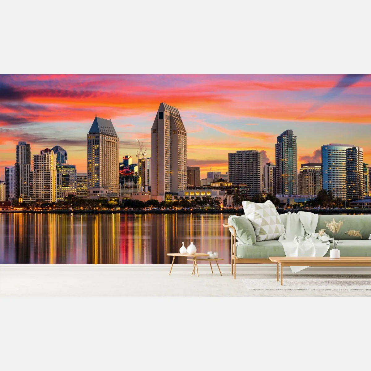 Fototapeta San Diego zachód słońca panorama miasta – Wallissimo® Fototapeta San Diego zachód słońca panorama miasta – Wallissimo®