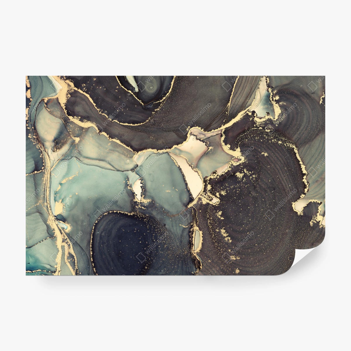 Fototapeta turkusowo-złota abstrakcja w technice alcohol ink – Wallissimo® Fototapeta turkusowo-złota abstrakcja w technice alcohol ink – Wallissimo®
