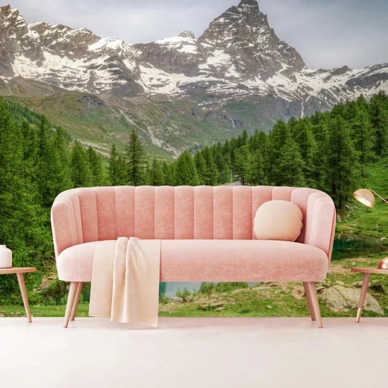 Fototapeta błękitne jezioro przy Cervinia – Wallissimo® Fototapeta błękitne jezioro przy Cervinia – Wallissimo®