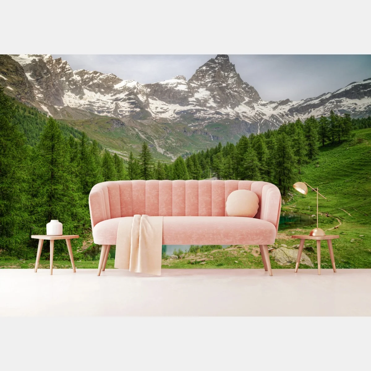 Fototapeta błękitne jezioro przy Cervinia – Wallissimo® Fototapeta błękitne jezioro przy Cervinia – Wallissimo®