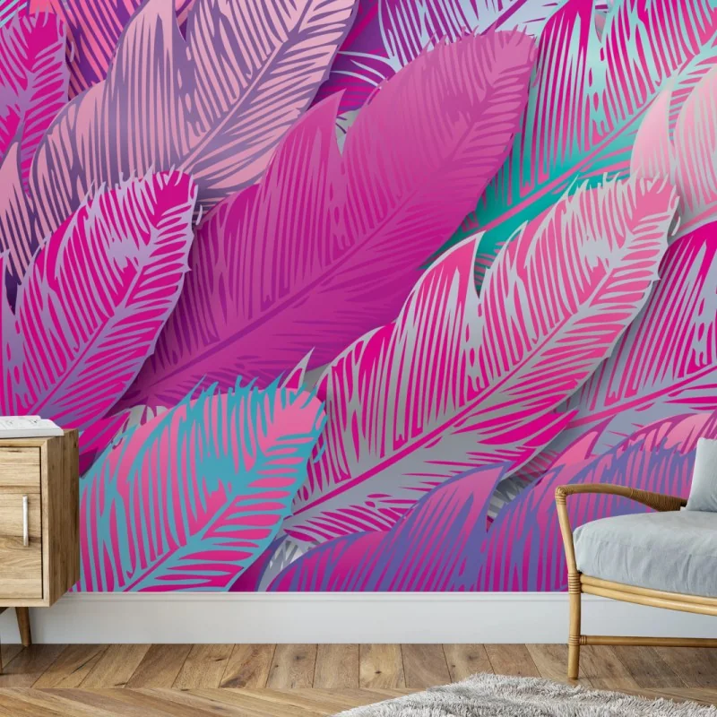 Fototapeta iryzujący różowy wzór piór – Wallissimo® Fototapeta iryzujący różowy wzór piór – Wallissimo®