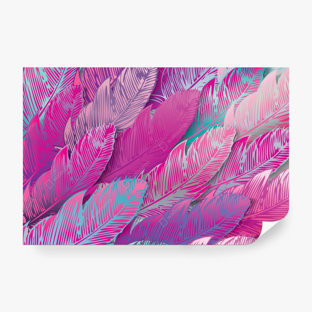 Fototapeta iryzujący różowy wzór piór – Wallissimo® Fototapeta iryzujący różowy wzór piór – Wallissimo®