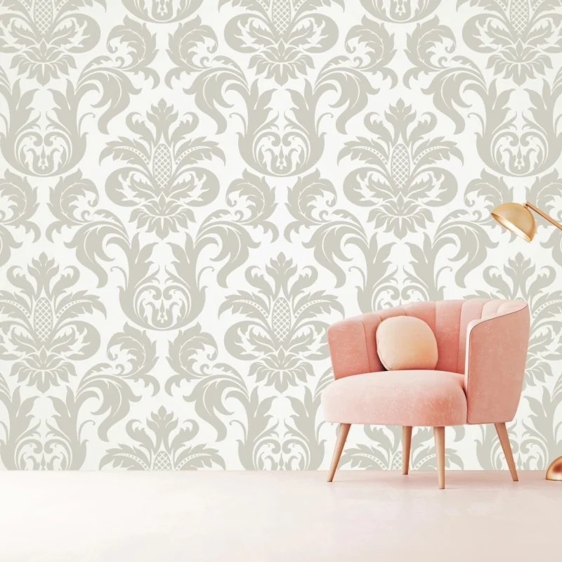 Fototapeta elegancki beżowy wzór damask – Wallissimo® Fototapeta elegancki beżowy wzór damask – Wallissimo®