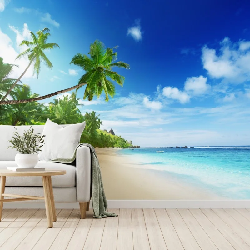 Fototapeta zachód słońca na plaży Mahe, Seszele – Wallissimo®