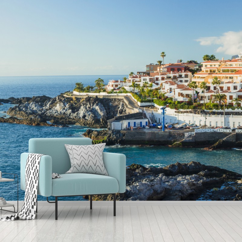 Fototapeta słoneczna panorama nadmorskiego miasteczka – Wallissimo® Fototapeta słoneczna panorama nadmorskiego miasteczka – Wallissimo®