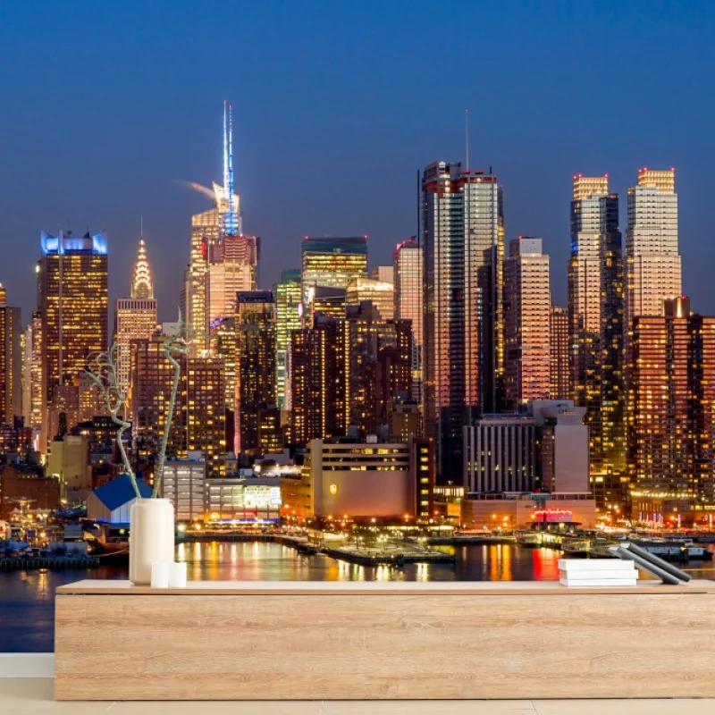 Fototapeta panorama Nowego Jorku o zmierzchu – Wallissimo® Fototapeta panorama Nowego Jorku o zmierzchu – Wallissimo®