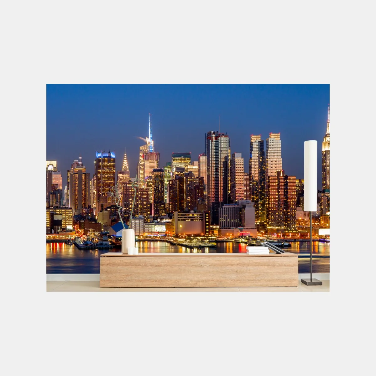 Fototapeta panorama Nowego Jorku o zmierzchu – Wallissimo® Fototapeta panorama Nowego Jorku o zmierzchu – Wallissimo®