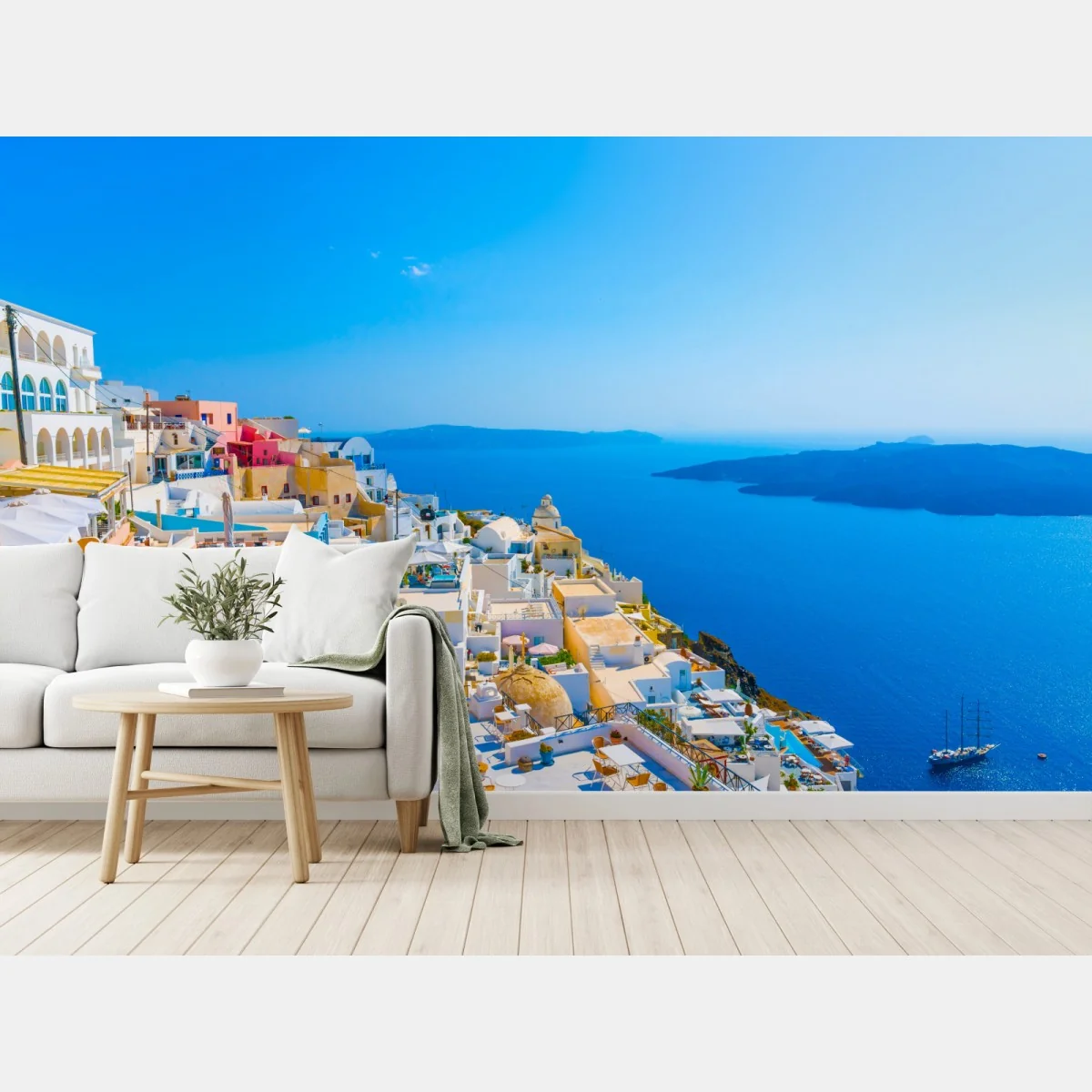 Fototapeta słoneczny widok na kalderę Santorini – Wallissimo® Fototapeta słoneczny widok na kalderę Santorini – Wallissimo®