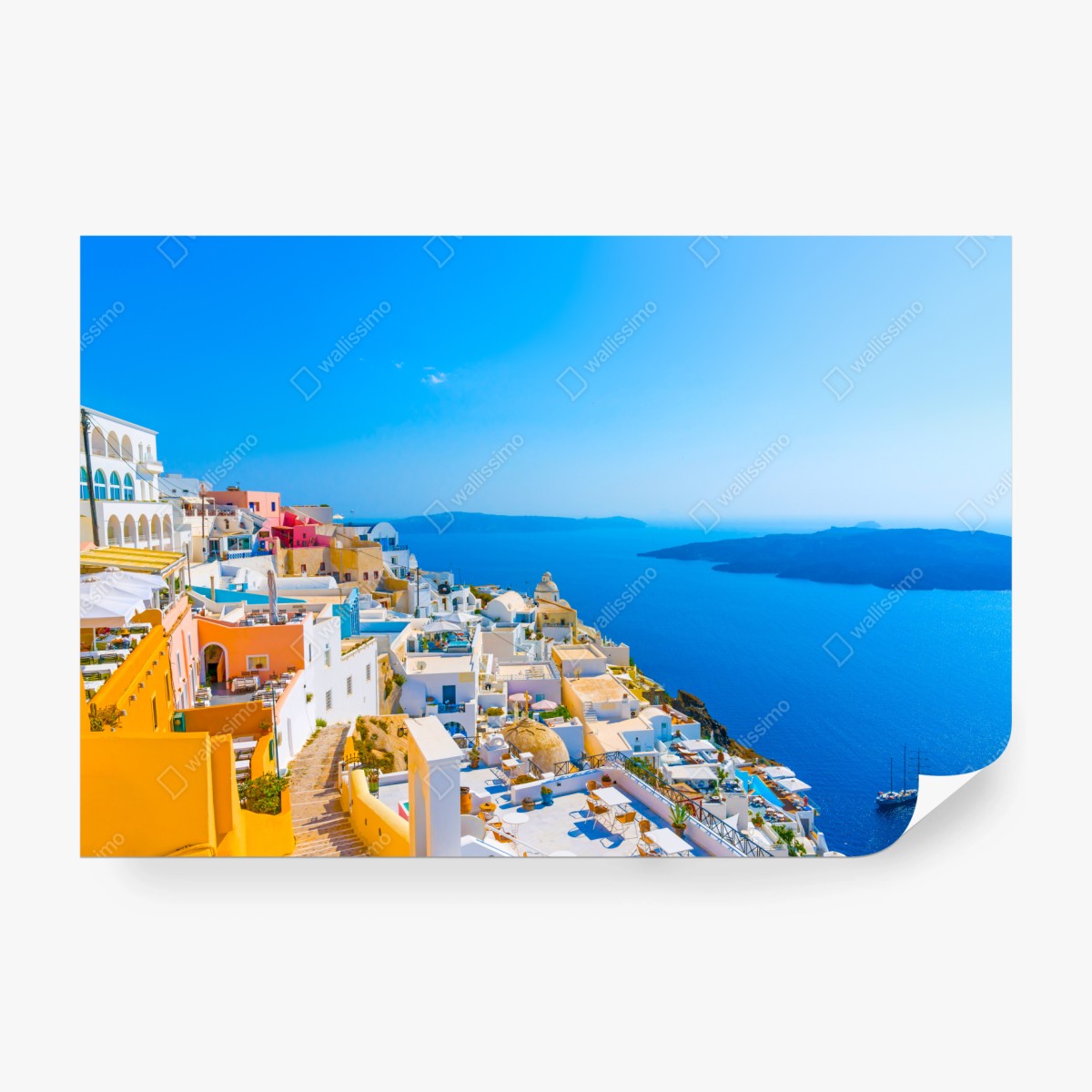 Fototapeta słoneczny widok na kalderę Santorini – Wallissimo® Fototapeta słoneczny widok na kalderę Santorini – Wallissimo®