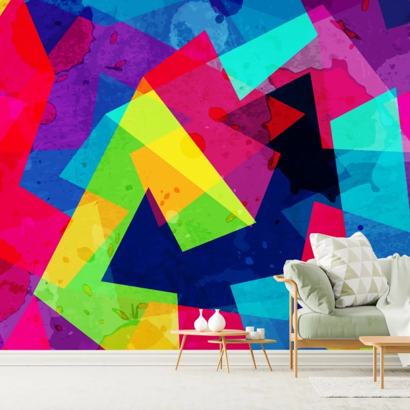 Fototapeta żywy geometryczny akwarelowy kolaż – Wallissimo® Fototapeta żywy geometryczny akwarelowy kolaż – Wallissimo®