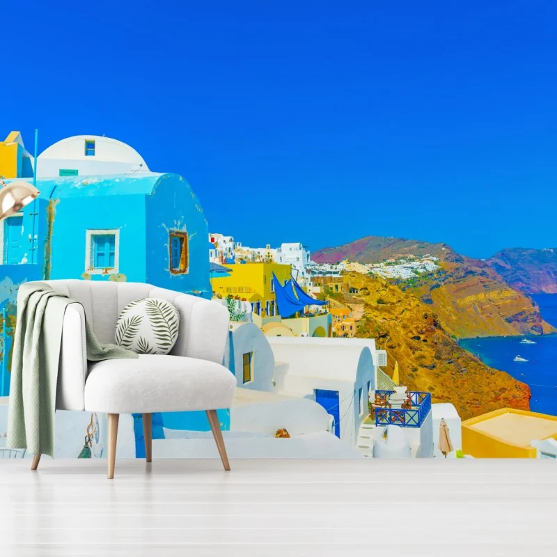 Fototapeta słoneczny widok na Oia, Santorini – Wallissimo® Fototapeta słoneczny widok na Oia, Santorini – Wallissimo®