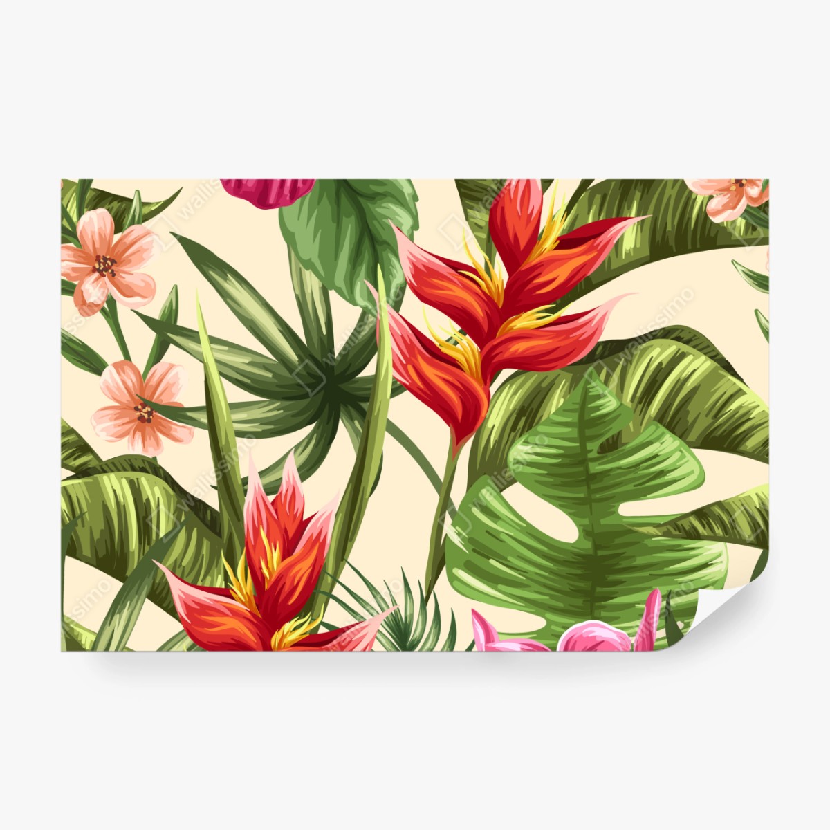Fototapeta tropikalny wzór kwiatowy z hibiskusem i plumerią – Wallissimo® Fototapeta tropikalny wzór kwiatowy z hibiskusem i plumerią – Wallissimo®