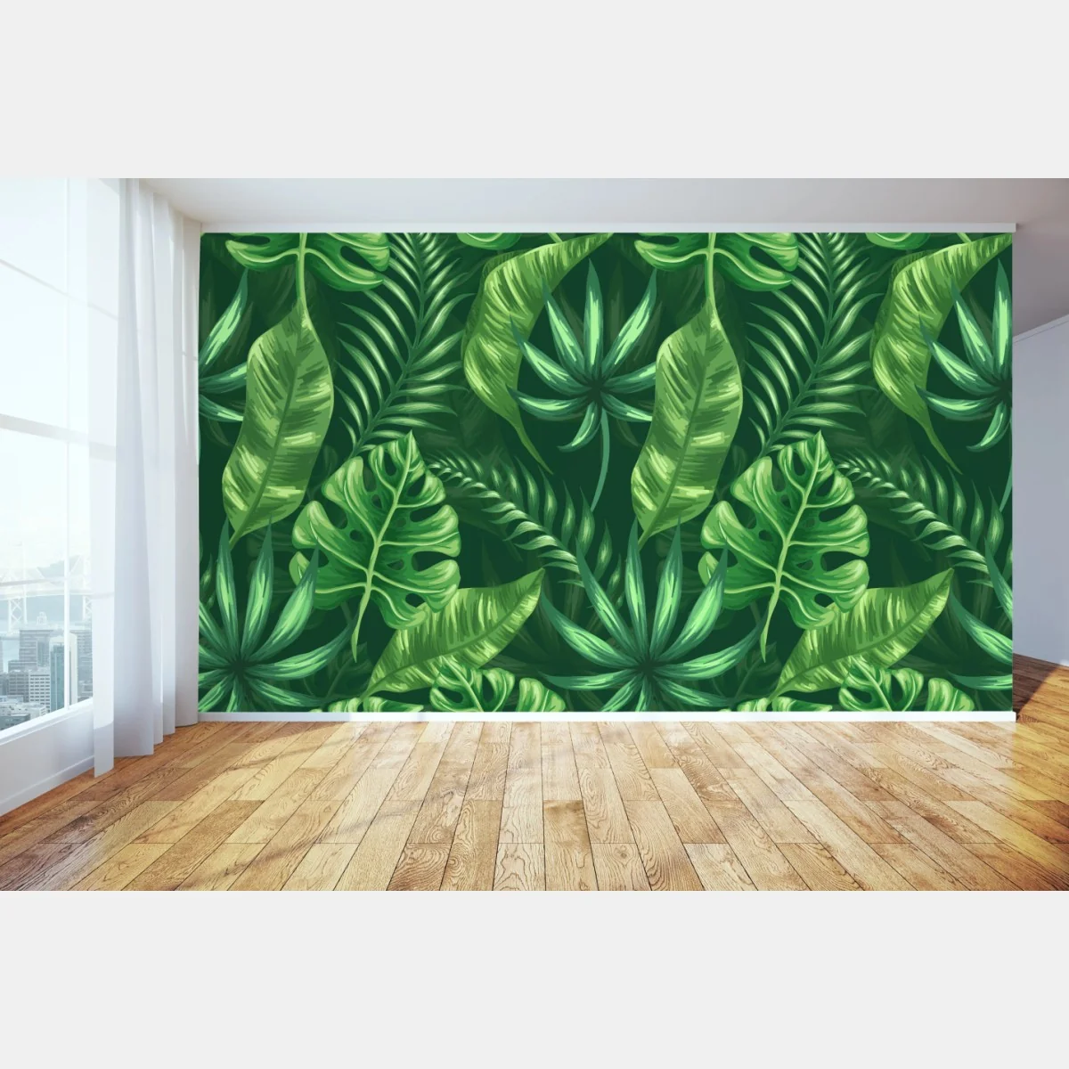 Fototapeta tropikalny wzór z liśćmi monstery – Wallissimo® Fototapeta tropikalny wzór z liśćmi monstery – Wallissimo®