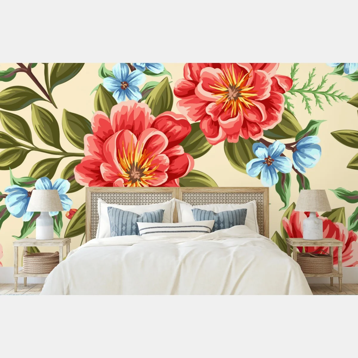 Fototapeta intensywny akwarelowy wzór kwiatowy – Wallissimo®