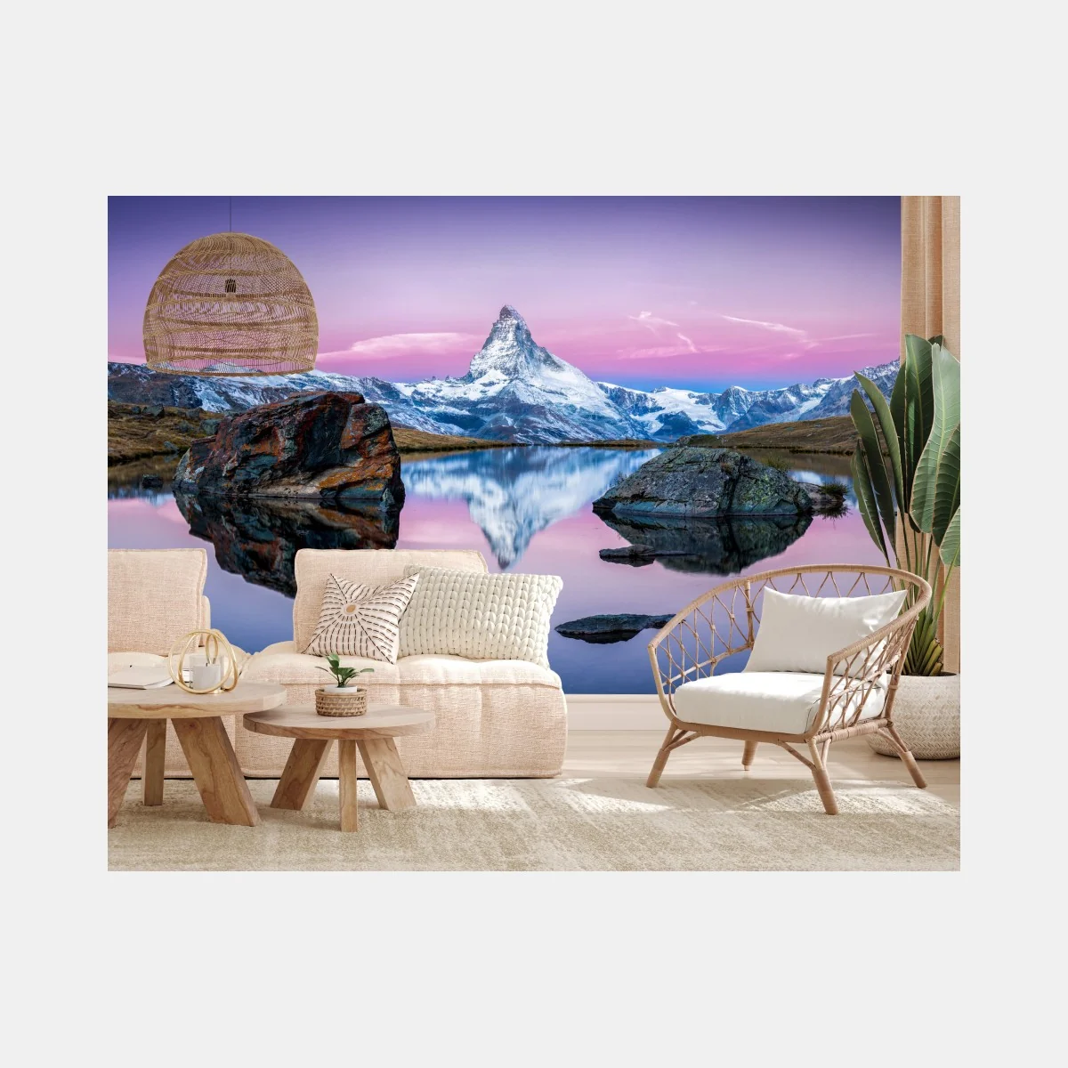 Fototapeta spokojne alpejskie odbicie o zachodzie – Wallissimo® Fototapeta spokojne alpejskie odbicie o zachodzie – Wallissimo®