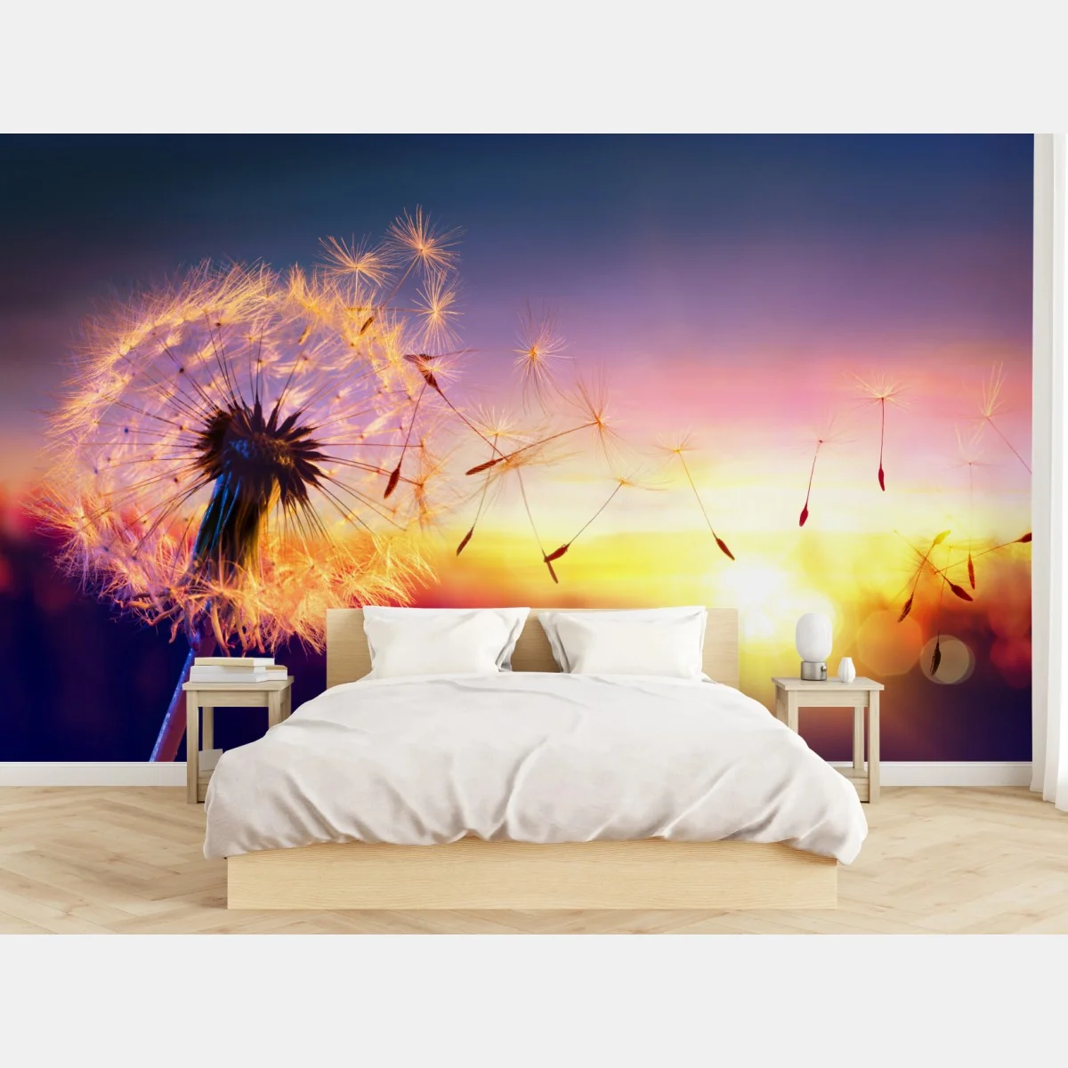 Fototapeta złoty mniszek przy zachodzie słońca – Wallissimo® Fototapeta złoty mniszek przy zachodzie słońca – Wallissimo®