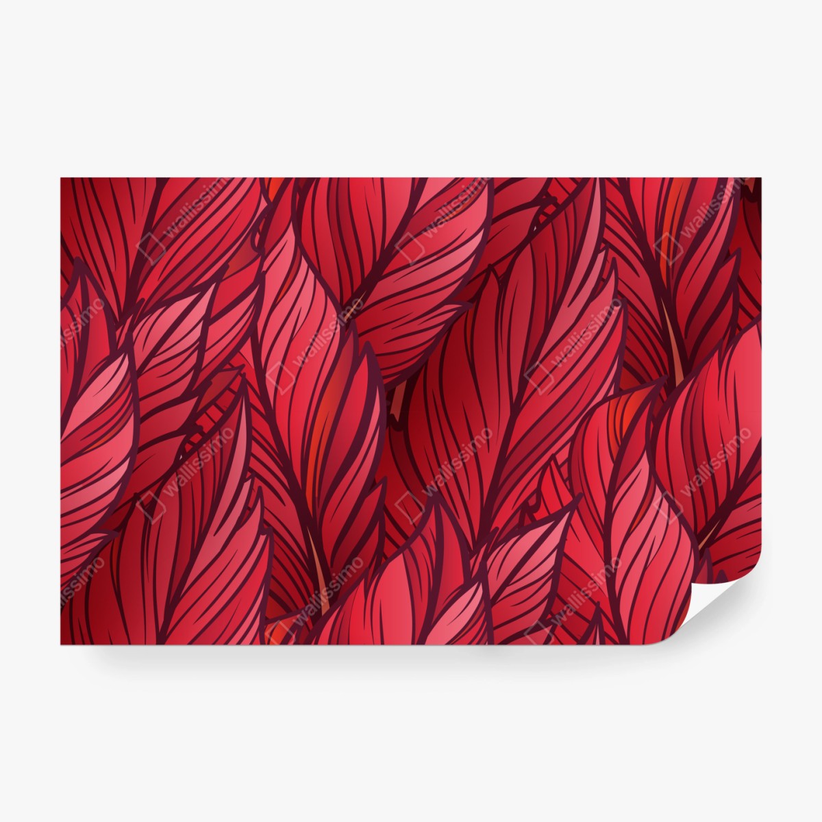 Fototapeta czerwony botaniczny wzór liści – Wallissimo®